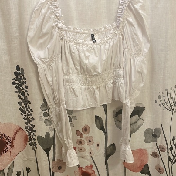 NWOT H&M white peasant blouse size XS - Picture 4 of 5